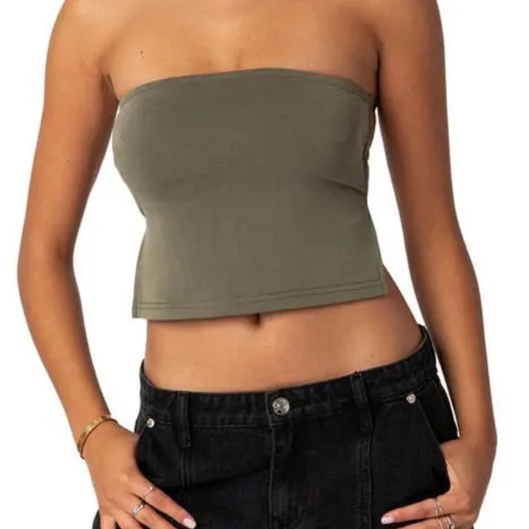 Edikted Olive Green Tube Top - Picture 1 of 3